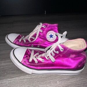 Girls pink fuchsia shiny Converse All Star High Top